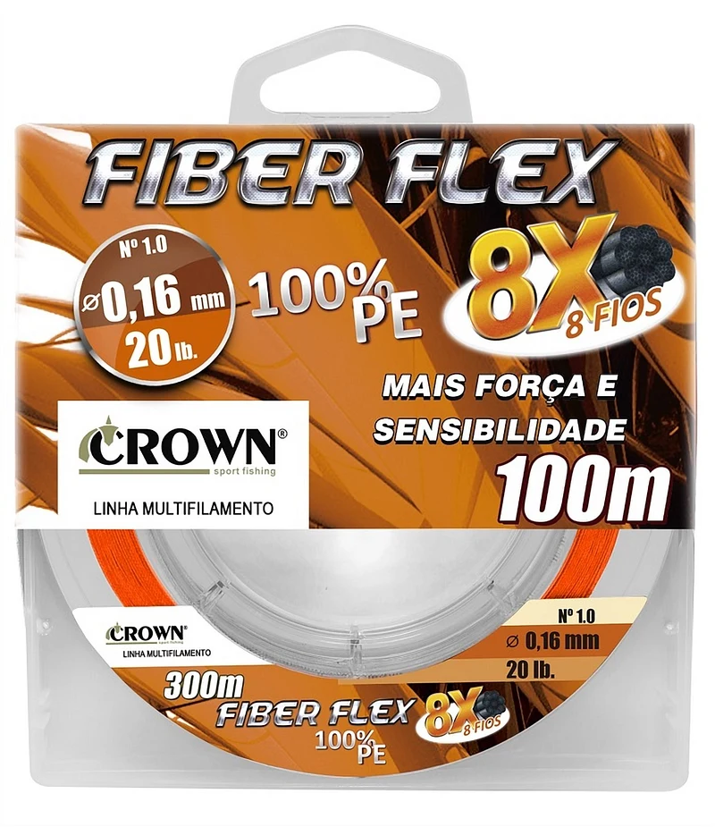 Linha Multifilamaneto Crown Fiber Flex 300m - Laranja