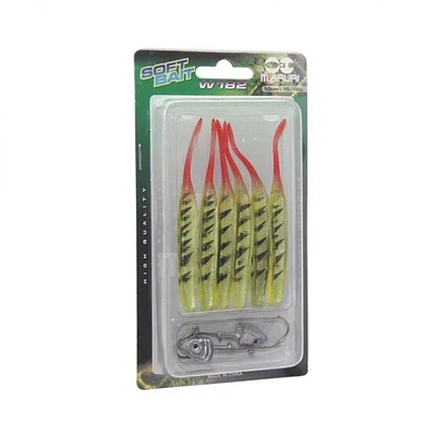 Isca Artificial Maruri Soft Bait W189 8cm - Cartela com 6 unidades + 2 Jig Head
