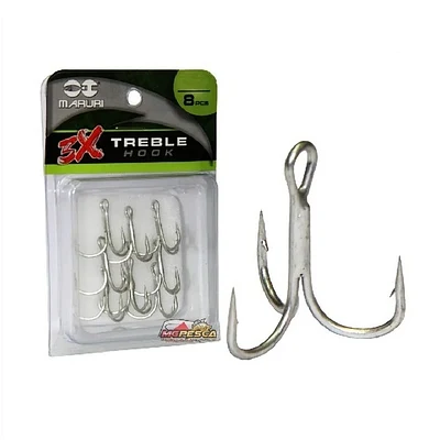 Garatéia Maruri Treble Hook 3X Embalagem com 8 Unidades