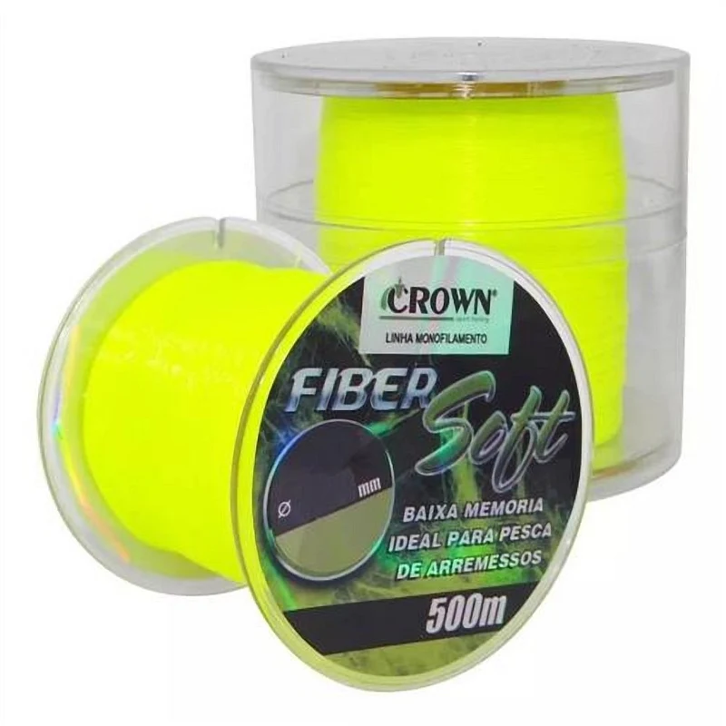 Linha monofilamento Crown Fiber Soft 500m - Amarela