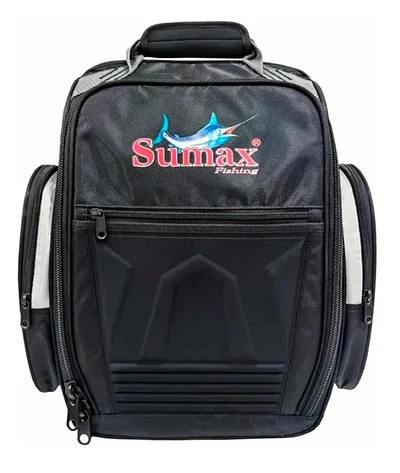 Bolsa de Pesca Mochila Sumax SM-1203 com 3 estojos Preta ou Cinza