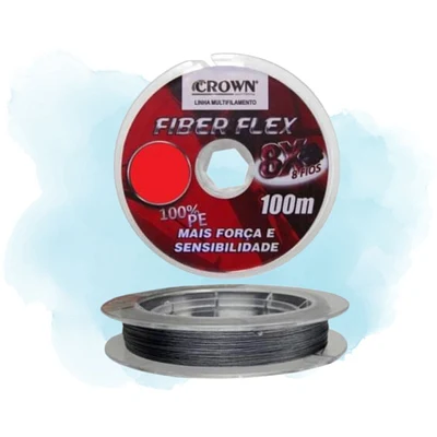 Linha multifilamento Crown Fiber Flex 100% PE 8X 100m Cinza