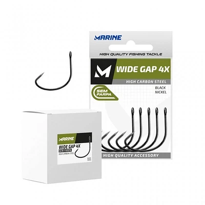 Anzol Marine Sports Wide Gap 4x - Sem Farpa 2/0 - Cartela com 40 unidades