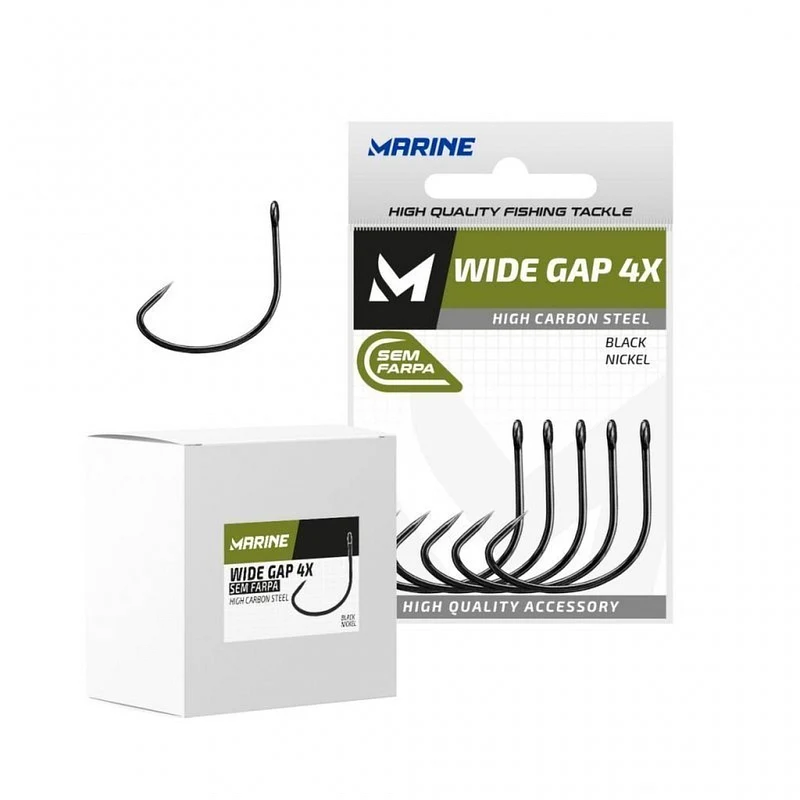 Anzol Marine Sports Wide Gap 4x - Sem Farpa 2/0 - Cartela com 40 unidades
